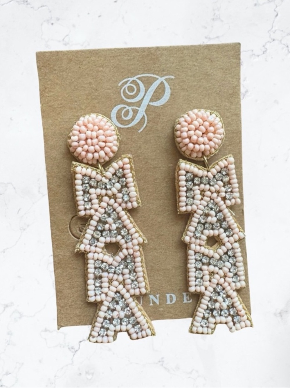 Plunder Mama Pink Beaded Drop Earrings NWT - Picture 2 of 7
